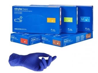 Manusi examinare nitril, fara pudra, Nitrylex Basic M 100buc