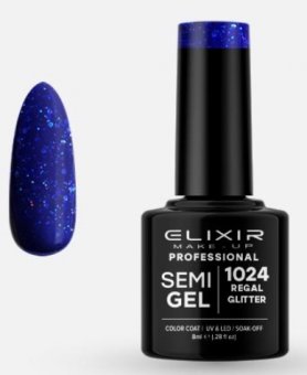 Oja semipermanenta Elixir 1024 Regal Glitter 8ml
