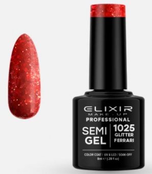 Oja semipermanenta Elixir 1025 Ferrari Glitter 8ml